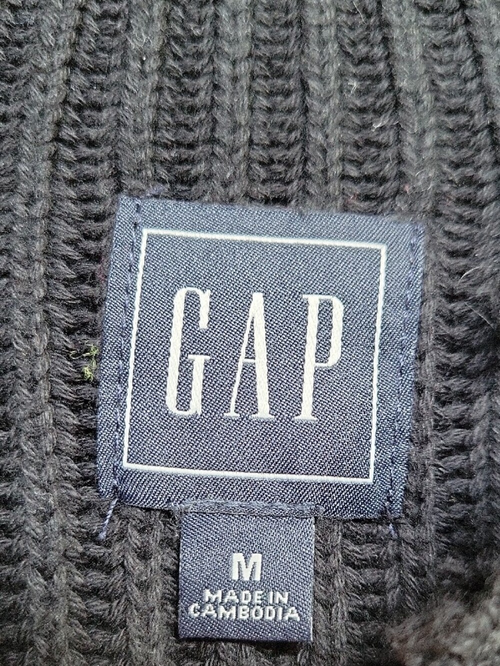 GAP Black Asymmetrical Button Raglan Rib Knit 100% Cotton Sweater Women's Size M - Picture 2 of 10